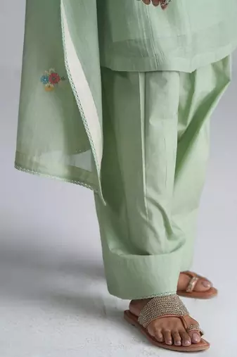 Laurel green chanderi kurta set