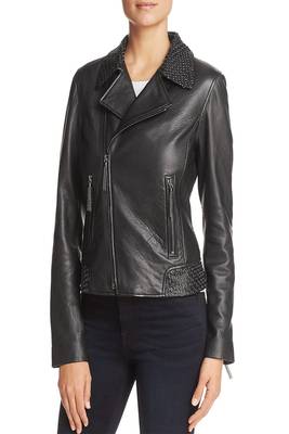women's genuine lambskin leather biker jacket classic moto zip style select 1