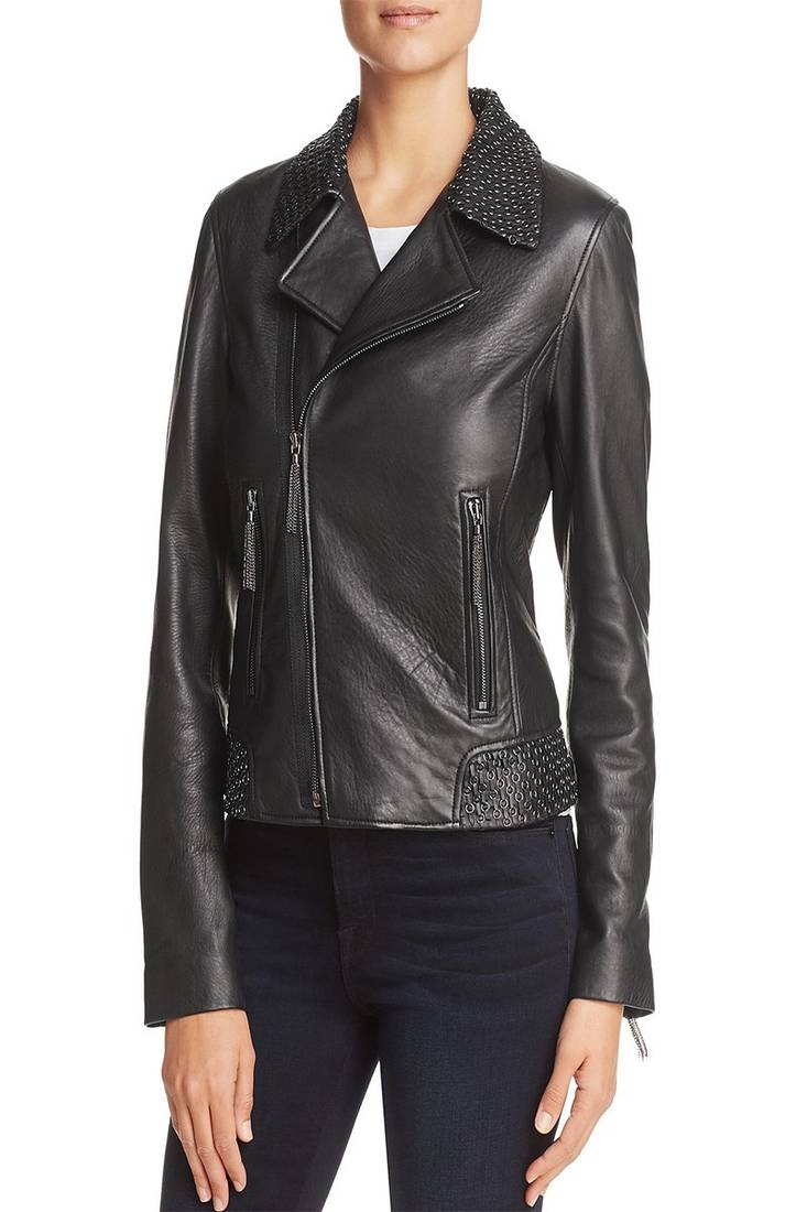 Women's soft  genuine lambskin leather motorcycle slim fit designer biker jacket-cl-w200