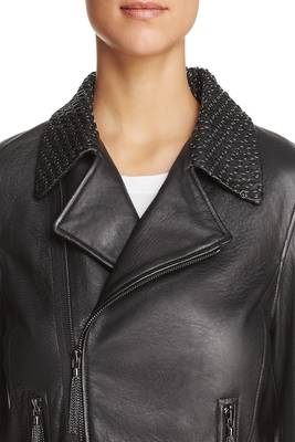 women's genuine lambskin leather biker jacket classic moto zip style select 2