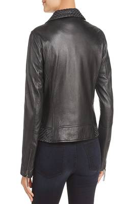 women's genuine lambskin leather biker jacket classic moto zip style select 3