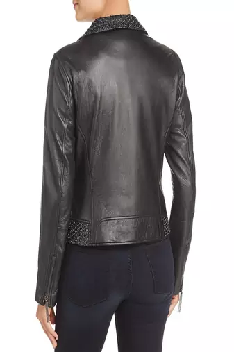 women's genuine lambskin leather biker jacket classic moto zip style select