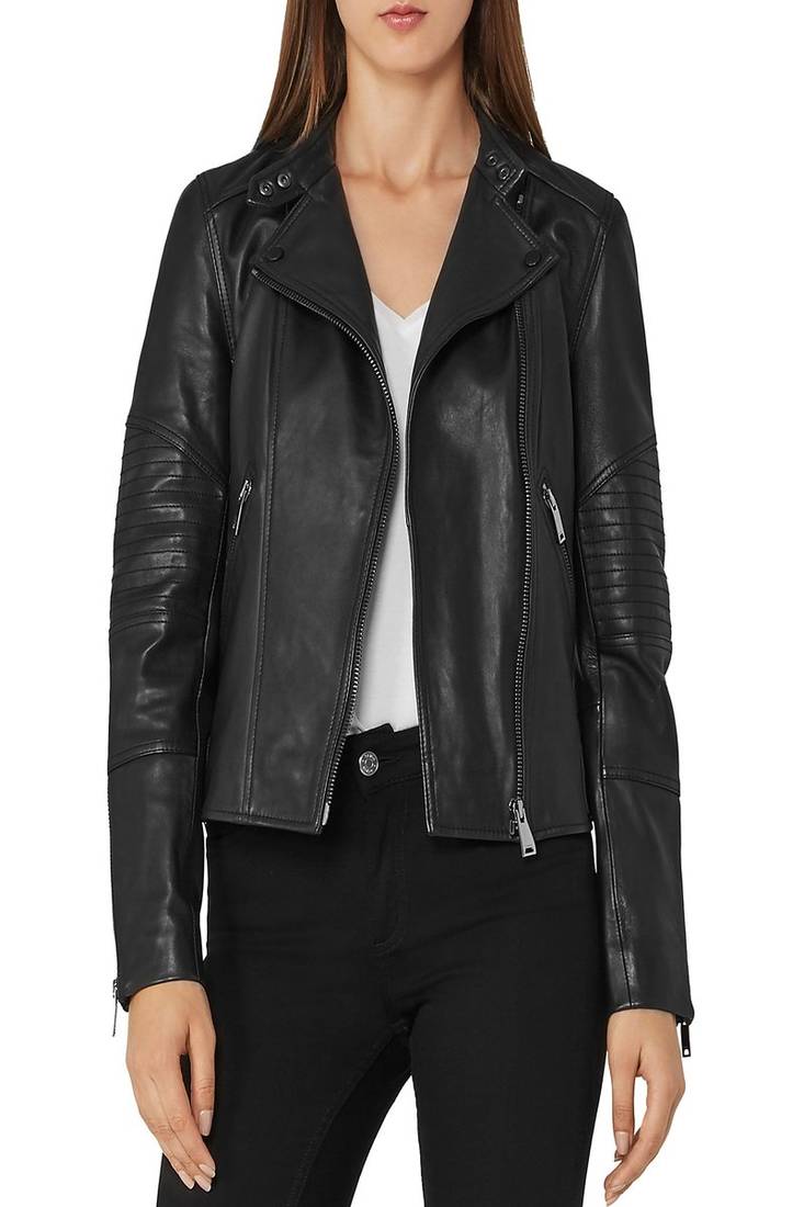 Women's genuine lambskin leather motorcycle slim fit designer biker jacket-ce-201