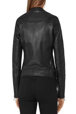 women's genuine lambskin leather biker jacket classic moto zip style signature 2
