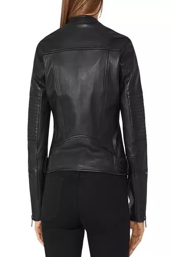 women's genuine lambskin leather biker jacket classic moto zip style signature