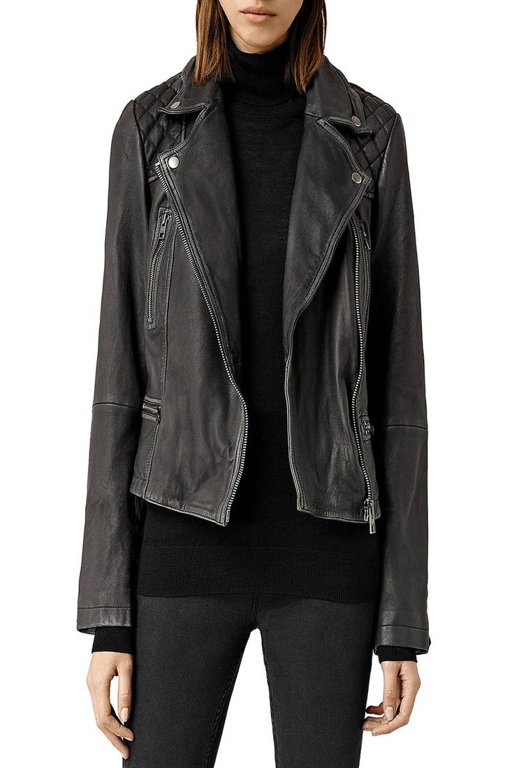 Women's genuine lambskin leather motorcycle slim fit designer biker  jacket-ce-204