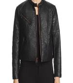 women's genuine lambskin leather biker jacket classic moto zip style fine