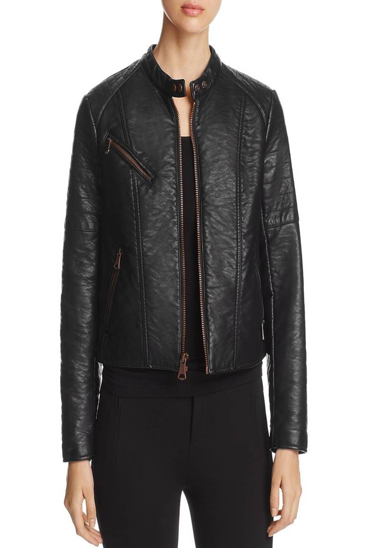 Women's genuine lambskin leather motorcycle slim fit designer biker jacket-ce-208