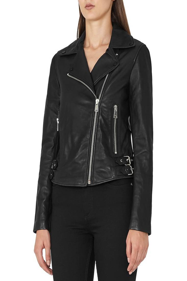 Women's genuine lambskin leather motorcycle slim fit designer biker jacket-ce-215