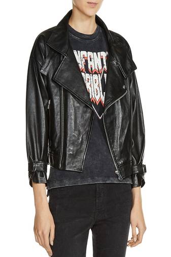 Women's genuine lambskin leather motorcycle slim fit designer biker jacket-ce-217