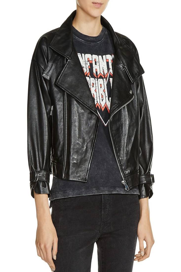 Women's genuine lambskin leather motorcycle slim fit designer biker jacket-ce-217