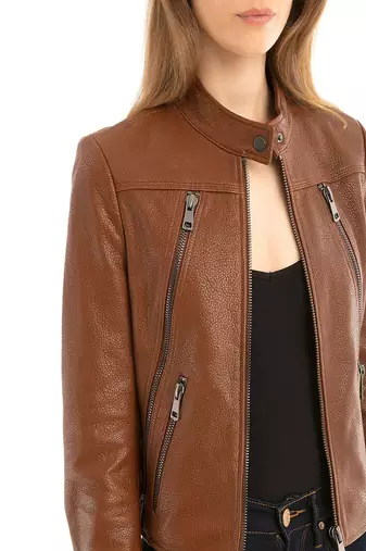 Women's genuine lambskin leather motorcycle slim fit designer biker jacket-ce-218