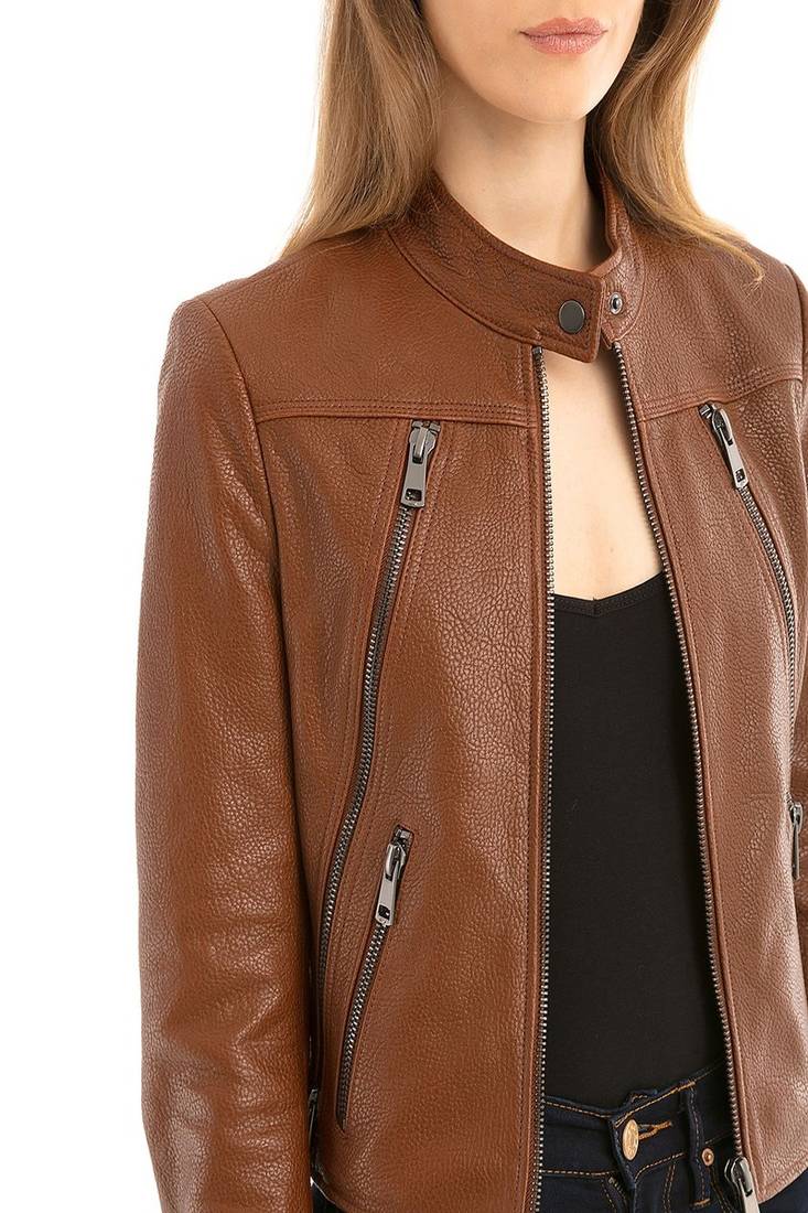 Women's genuine lambskin leather motorcycle slim fit designer biker jacket-ce-218