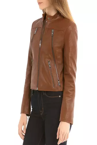 women's genuine lambskin leather biker jacket classic moto zip style premium genuine