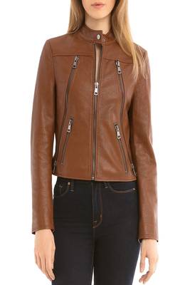 women's genuine lambskin leather biker jacket classic moto zip style premium genuine 3