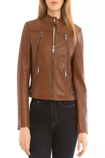 women's genuine lambskin leather biker jacket classic moto zip style premium genuine
