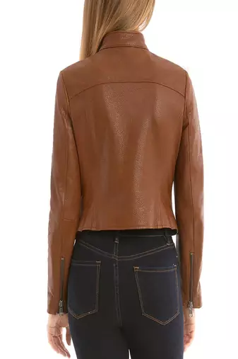 women's genuine lambskin leather biker jacket classic moto zip style premium genuine