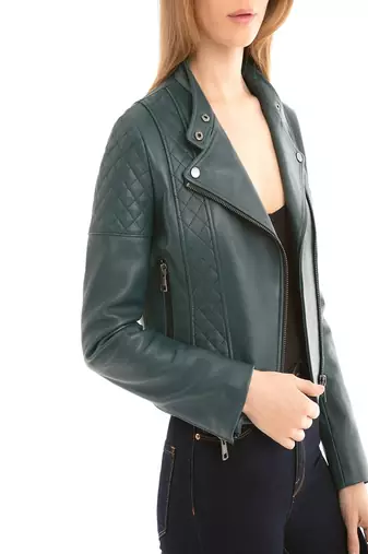 Women's genuine lambskin leather motorcycle slim fit designer biker jacket-ce-219