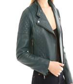 women's genuine lambskin leather biker jacket classic moto zip style premium superior