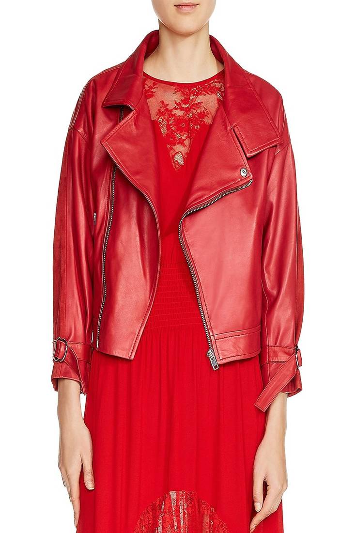Women's genuine lambskin leather motorcycle slim fit designer biker jacket-ce-221
