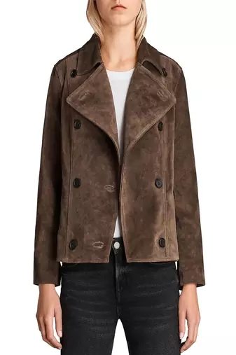 women's genuine suede leather biker jacket classic moto zip style