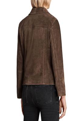 women's genuine suede leather biker jacket classic moto zip style 2