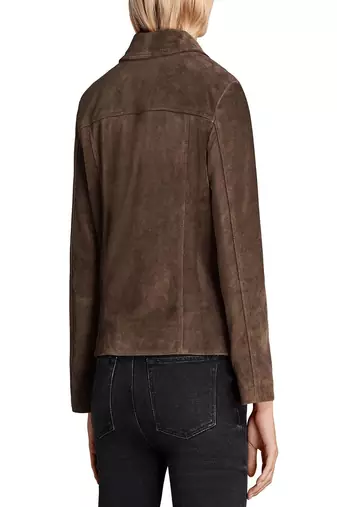 women's genuine suede leather biker jacket classic moto zip style