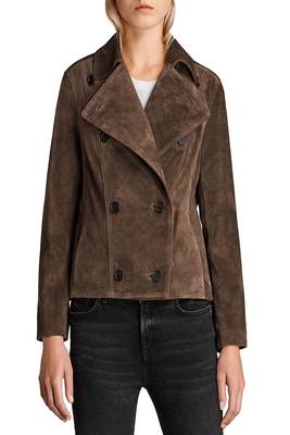 women's genuine suede leather biker jacket classic moto zip style 3