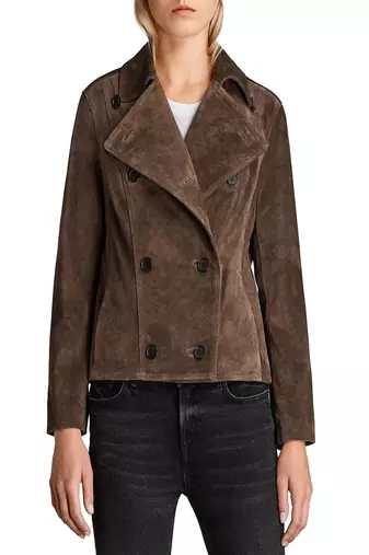 women's genuine suede leather biker jacket classic moto zip style
