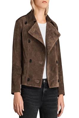 women's genuine suede leather biker jacket classic moto zip style 4