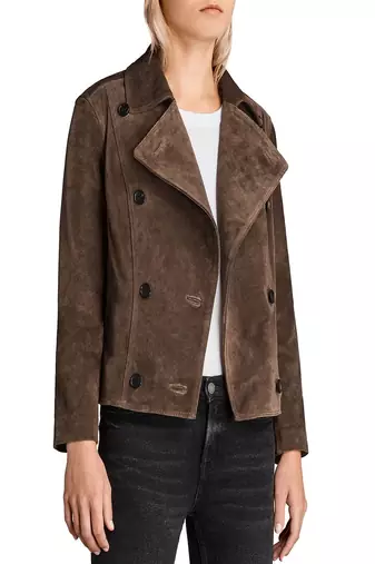 women's genuine suede leather biker jacket classic moto zip style