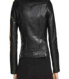 Women's genuine lambskin leather motorcycle slim fit designer biker jacket-ce-223