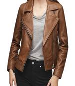 women's genuine lambskin leather biker jacket classic moto zip style premium classic