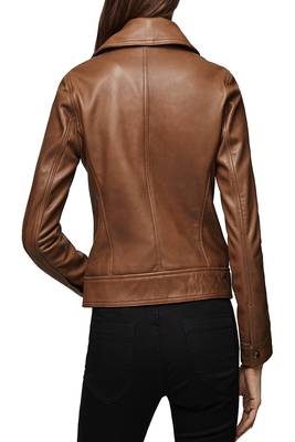 women's genuine lambskin leather biker jacket classic moto zip style premium classic 2