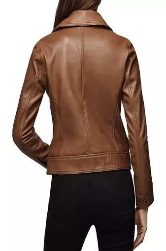 women's genuine lambskin leather biker jacket classic moto zip style premium classic