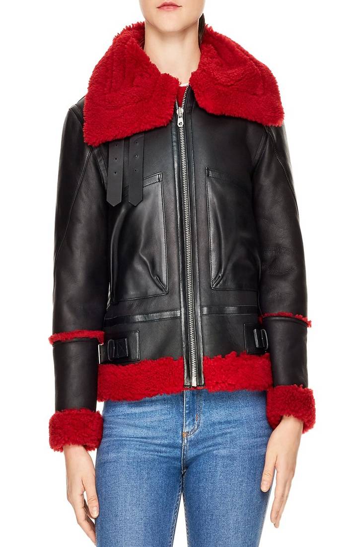 Women's genuine lambskin leather motorcycle slim fit designer biker jacket-ce-225