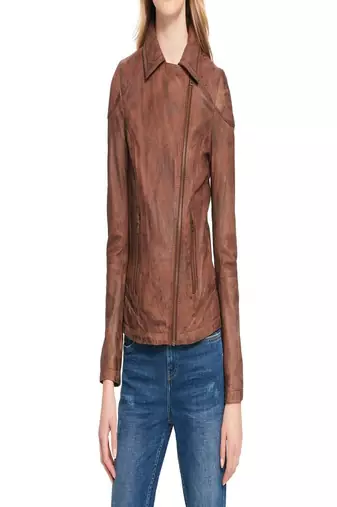 Women's genuine lambskin leather jacket motorcycle slim fit designer biker jacket-ce-227
