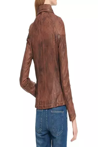 women's genuine lambskin leather biker jacket classic moto zip style premium distinctive