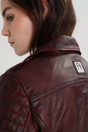 women's genuine lambskin leather biker jacket classic moto zip style premium signature