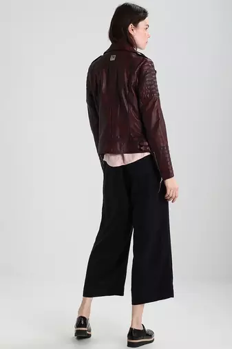 women's genuine lambskin leather biker jacket classic moto zip style premium signature