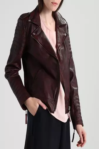 women's genuine lambskin leather biker jacket classic moto zip style premium signature