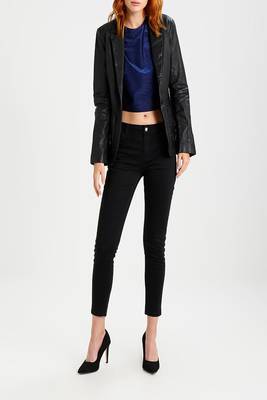 women's genuine lambskin leather biker jacket classic moto zip style premium top grade 4
