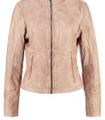 women's cream lambskin leather biker jacket classic moto zip style premium