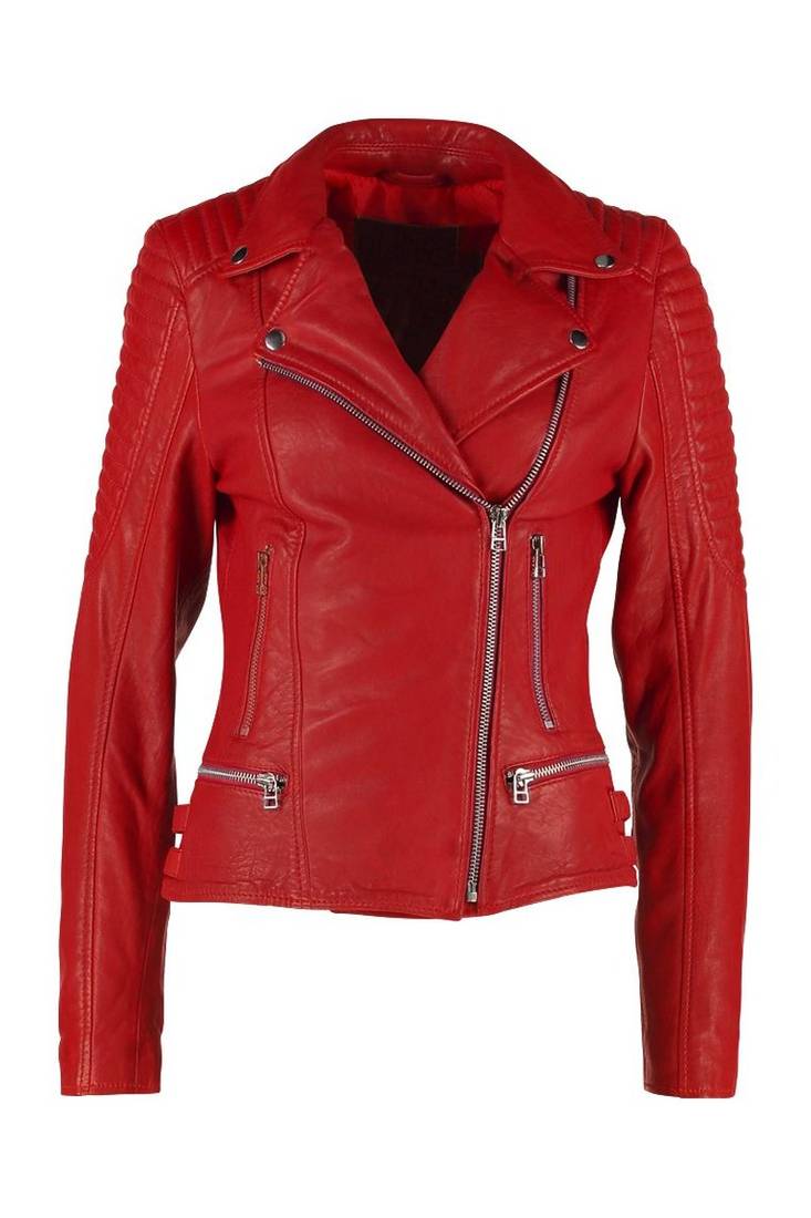 Women's genuine lambskin leather jacket motorcycle slim fit designer biker jacket-ce-242