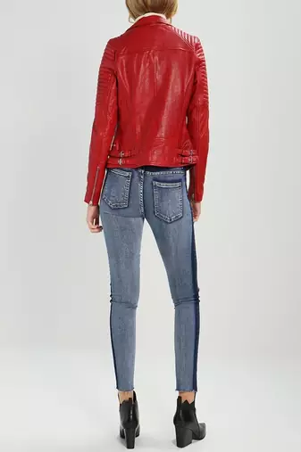 women's genuine lambskin leather biker jacket classic moto zip style premium advanced