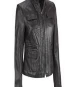 women's genuine lambskin leather biker jacket classic moto zip style premium featured