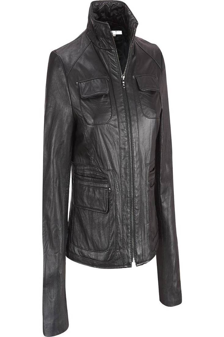 Women's genuine lambskin leather jacket motorcycle slim fit designer biker jacket-ce-243
