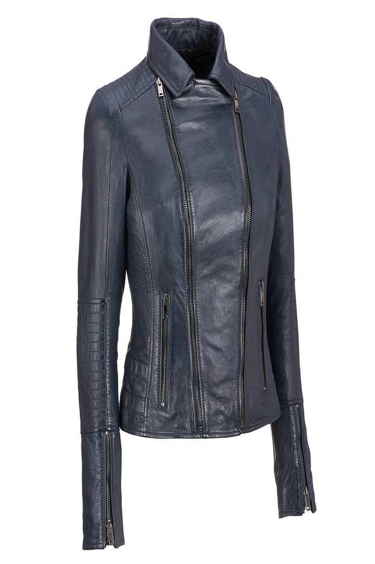 Women's genuine lambskin leather jacket motorcycle slim fit designer biker jacket-ce-244