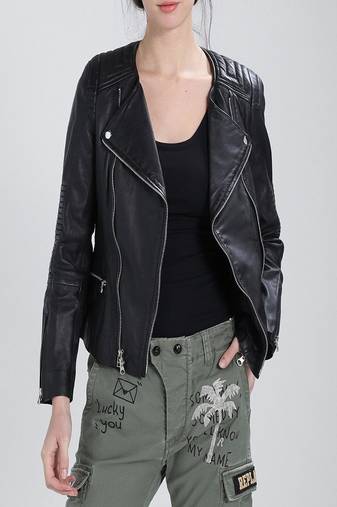 women's genuine lambskin leather biker jacket classic moto zip style exclusive modern