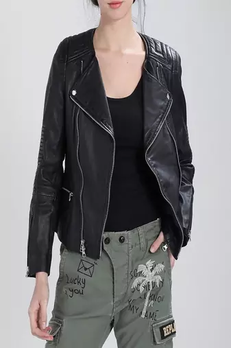 Women's genuine lambskin leather jacket motorcycle slim fit designer biker jacket-ce-246